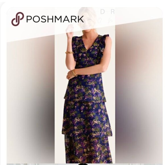 Avara Kristelle Flutter Sleeve Tiered maxi dress NWT size XS - Picture 3 of 7